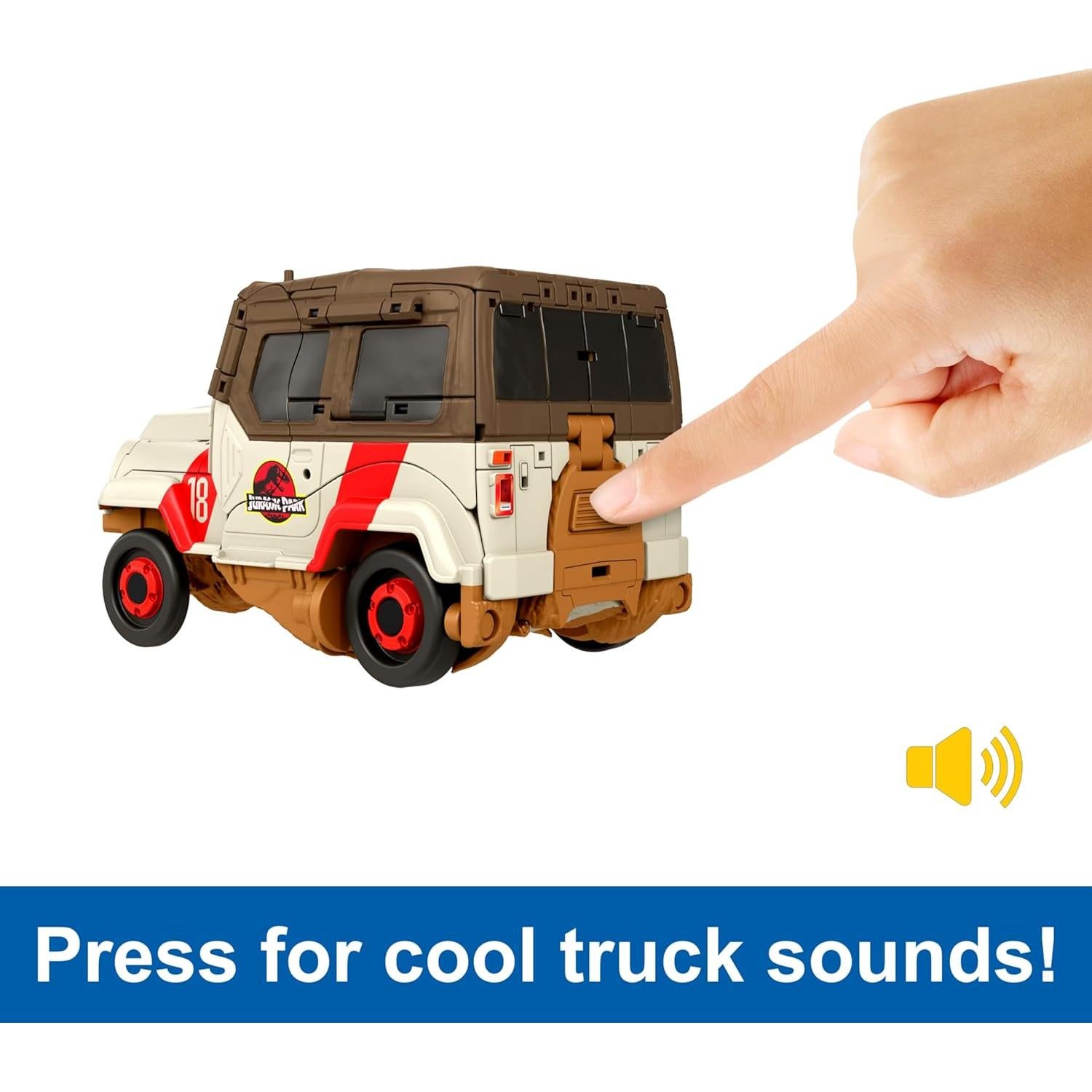 Mattel Jurassic World Fierce Changers 2-in-1 Dinosaur Figure, Chase 'n Roar Toy Transforms from T Rex Dinosaur to Truck in 28 Steps