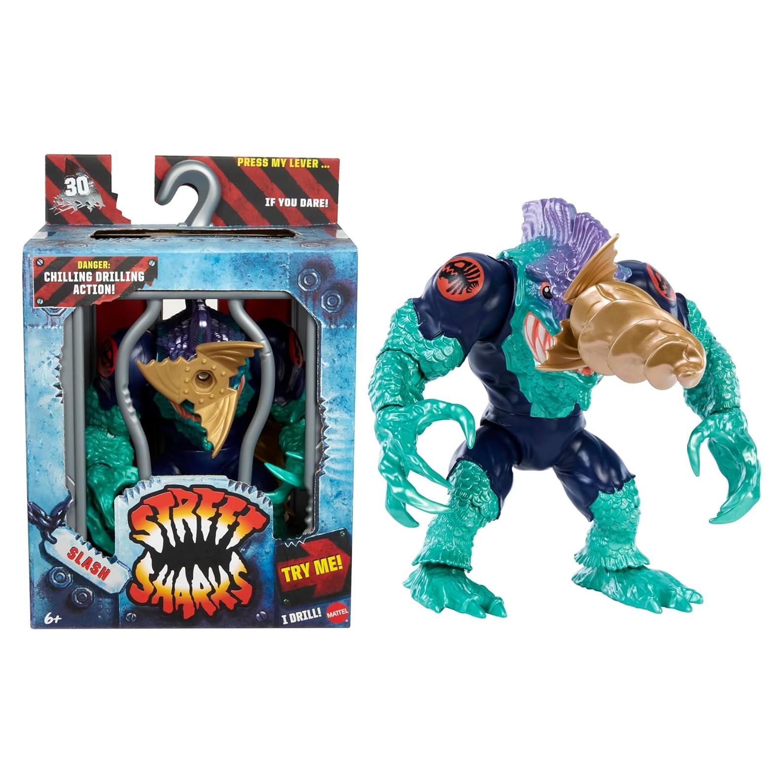 Figura de Acción Mattel Street Sharks Slash 15 cm con Taladro