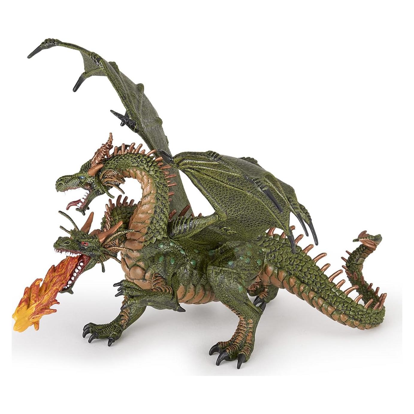 Figurita Papo Dragón de Dos Cabezas Pintada a Mano 19.1 cm