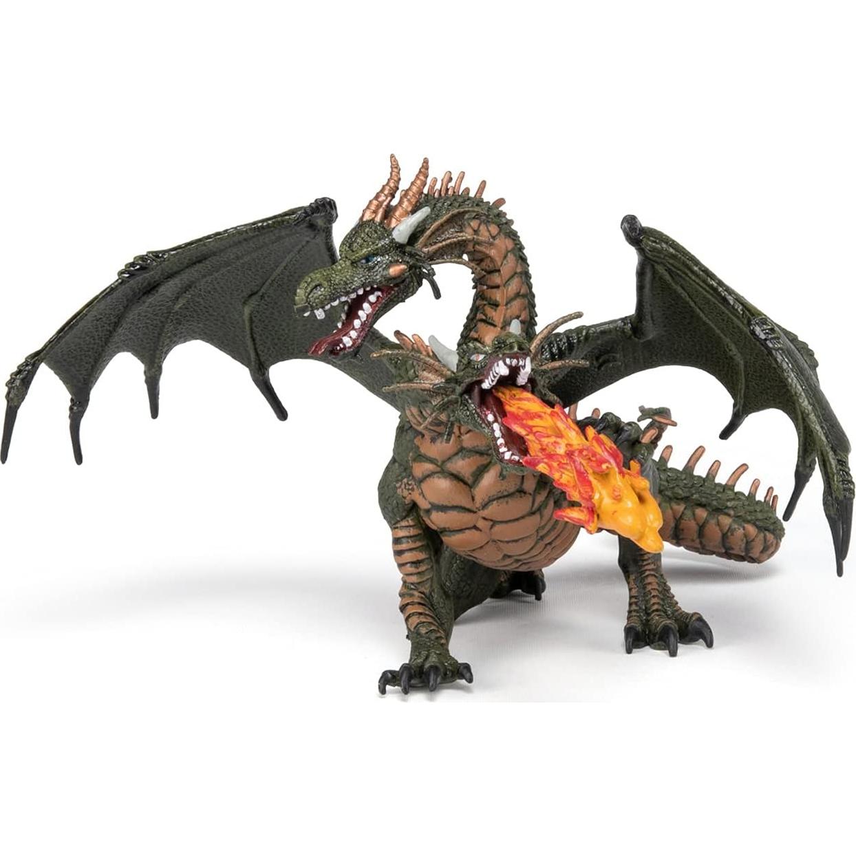 Figurita Papo Dragón de Dos Cabezas Pintada a Mano 19.1 cm