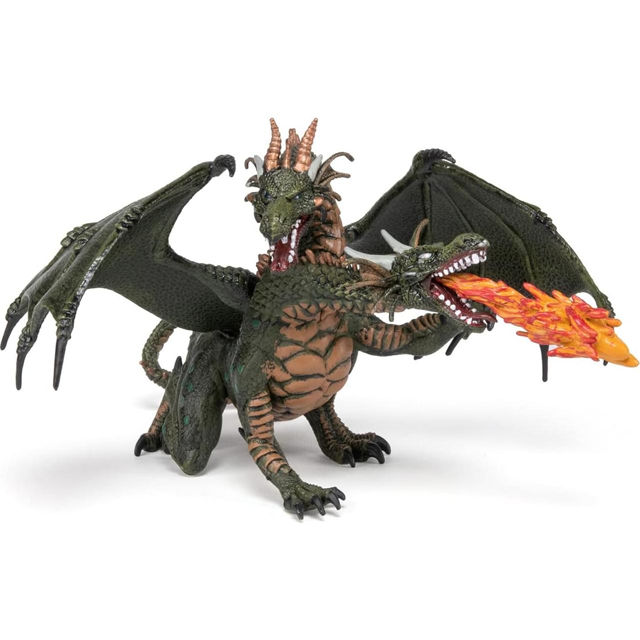 Figurita Papo Dragón de Dos Cabezas Pintada a Mano 19.1 cm