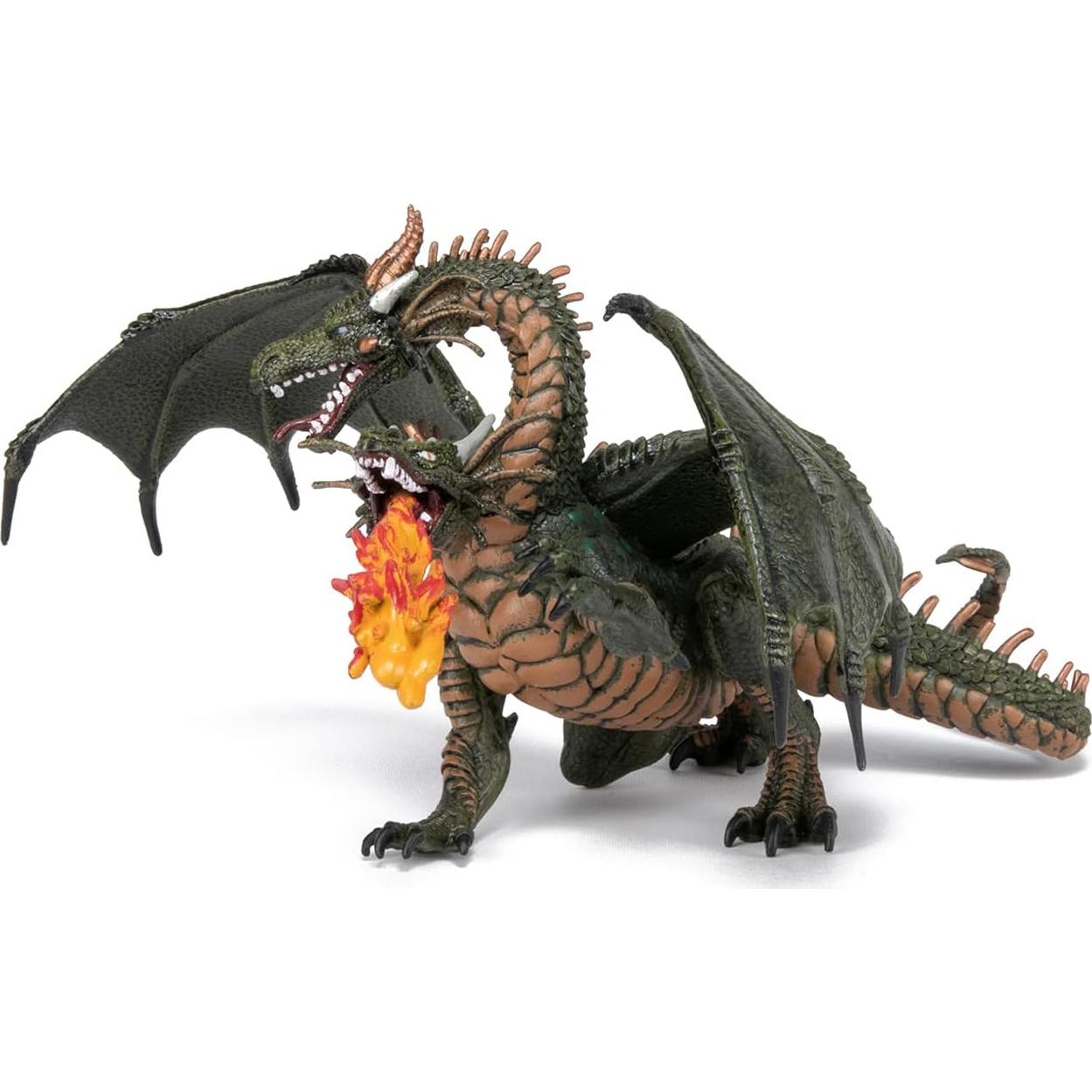 Figurita Papo Dragón de Dos Cabezas Pintada a Mano 19.1 cm