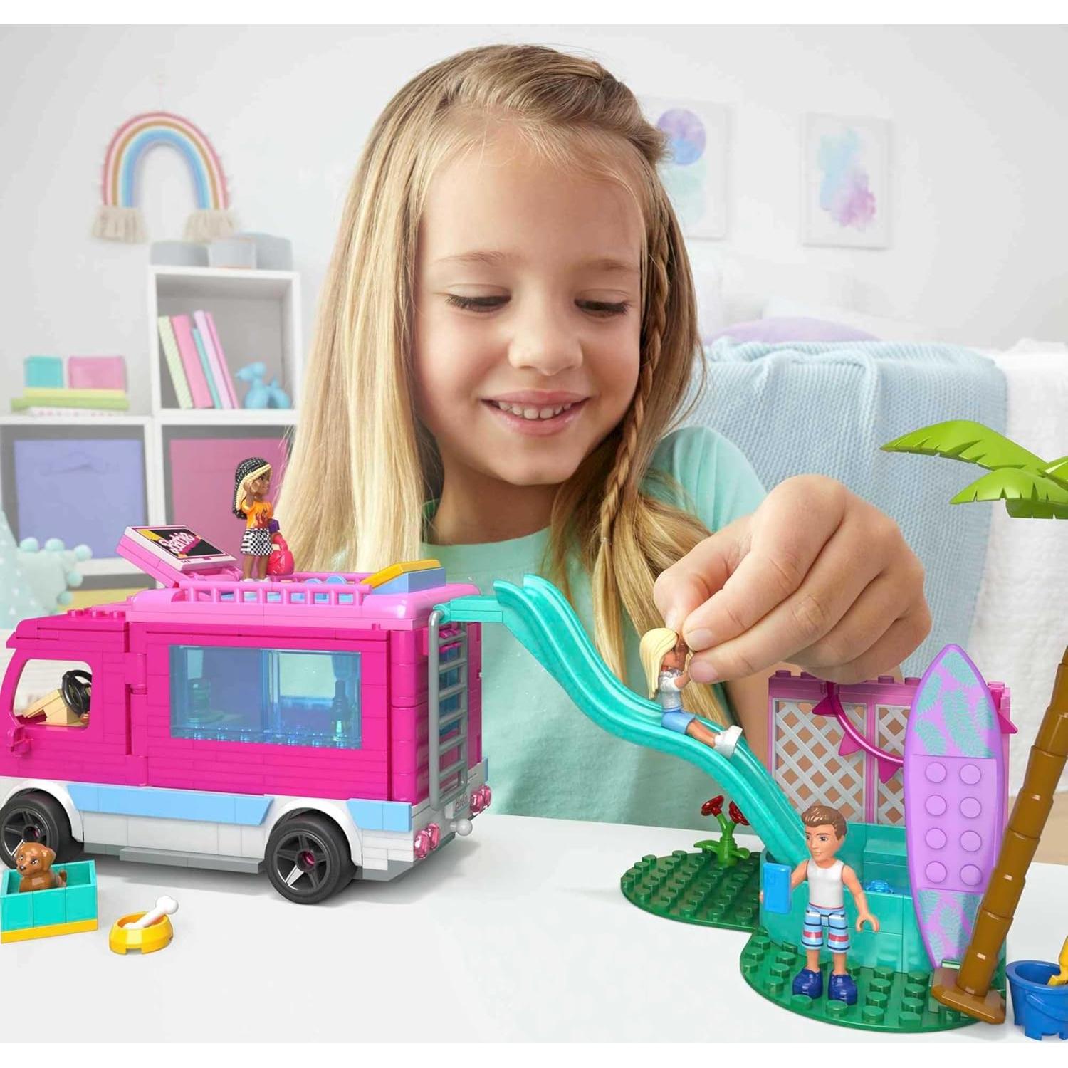 Mega Construx Barbie Camper de Ensueño 580 Piezas 4 Muñecas