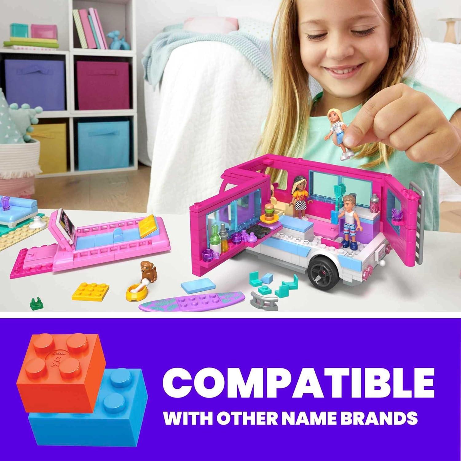 Mega Construx Barbie Camper de Ensueño 580 Piezas 4 Muñecas