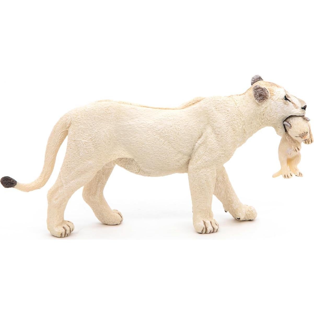Figura de Papo Leona Blanca con Cachorro Multicolor 14.5 cm