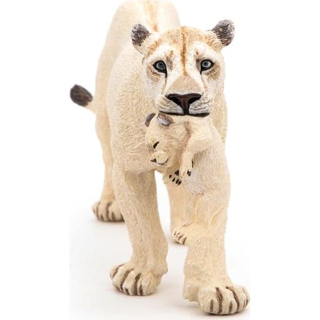 Figura de Papo Leona Blanca con Cachorro Multicolor 14.5 cm