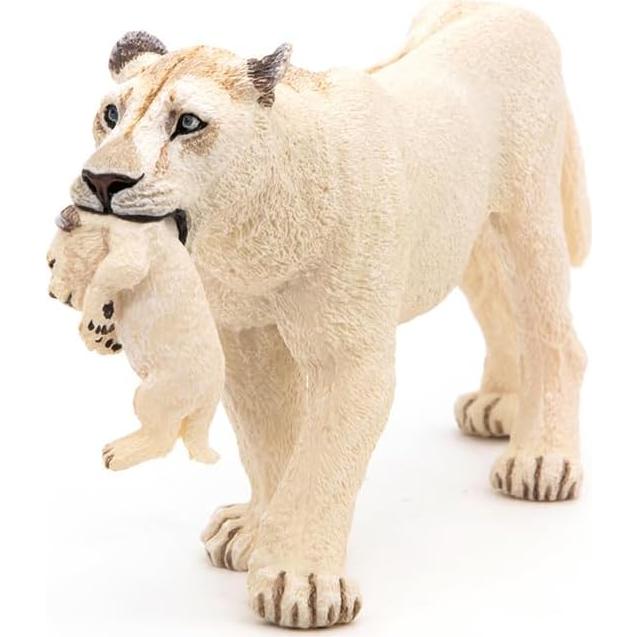 Figura de Papo Leona Blanca con Cachorro Multicolor 14.5 cm