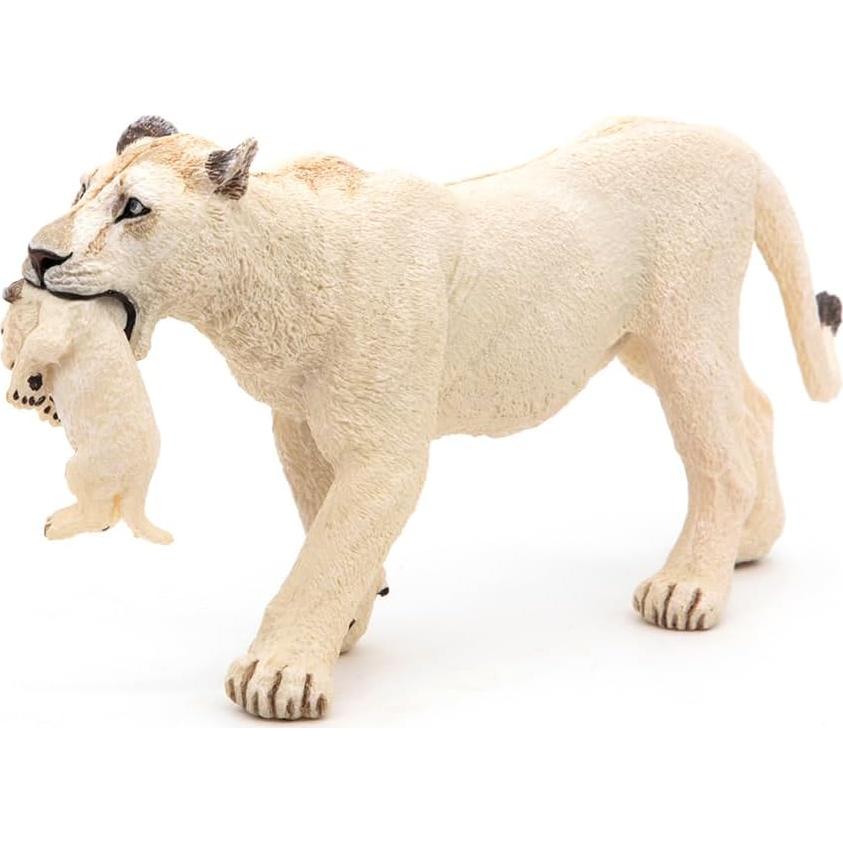 Figura de Papo Leona Blanca con Cachorro Multicolor 14.5 cm