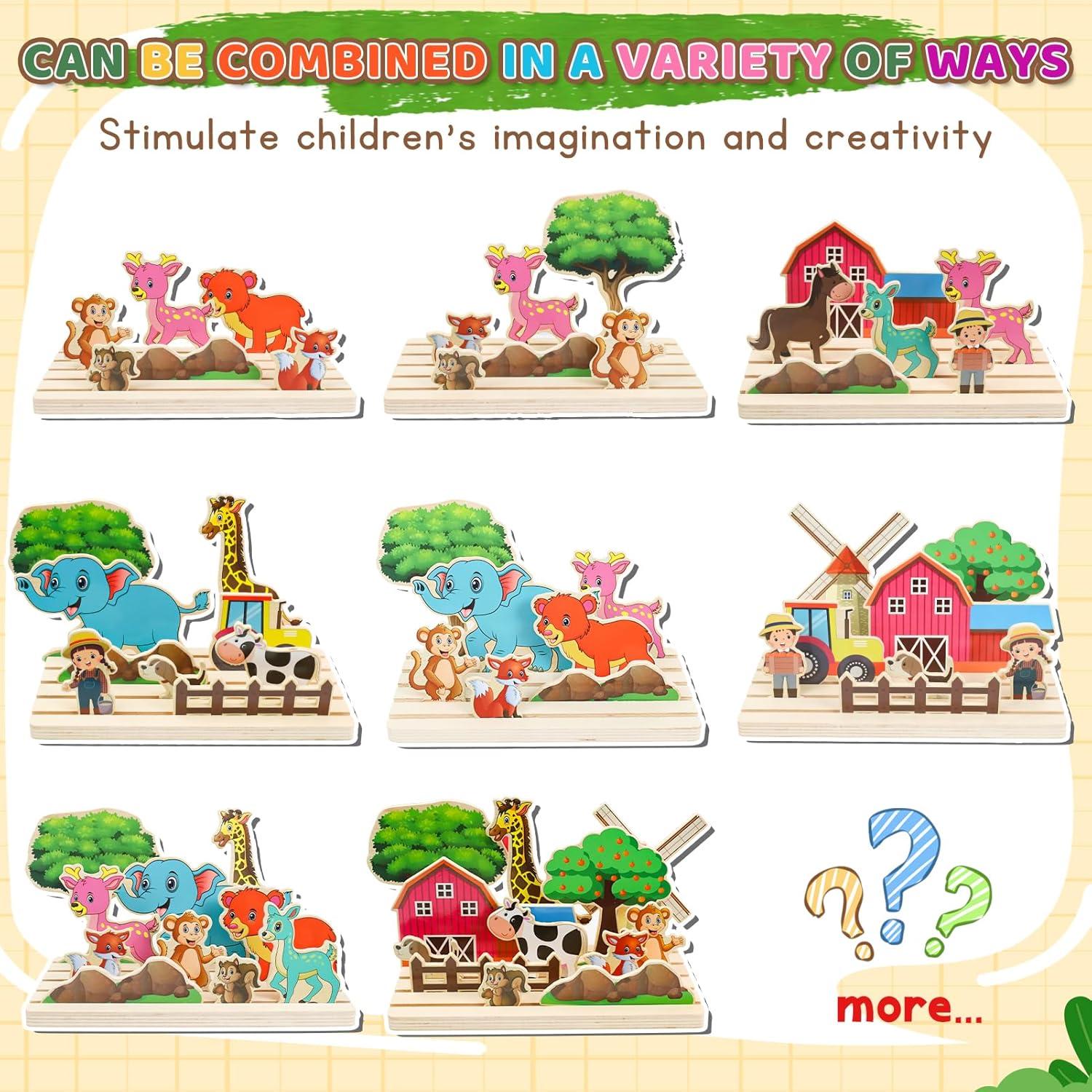 Rompecabezas de Madera Montessori XPIY Granja 22.4x11.4cm