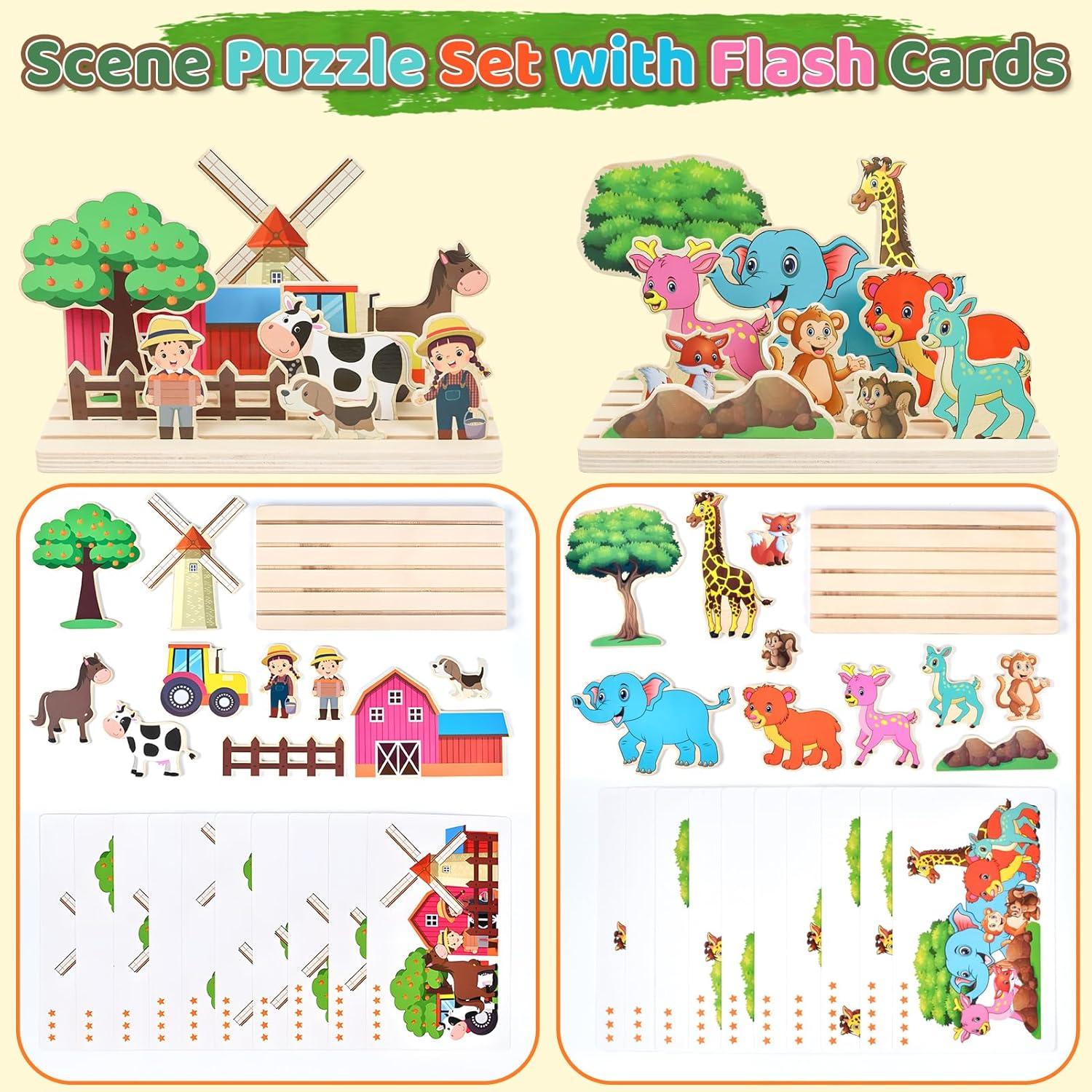 Rompecabezas de Madera Montessori XPIY Granja 22.4x11.4cm