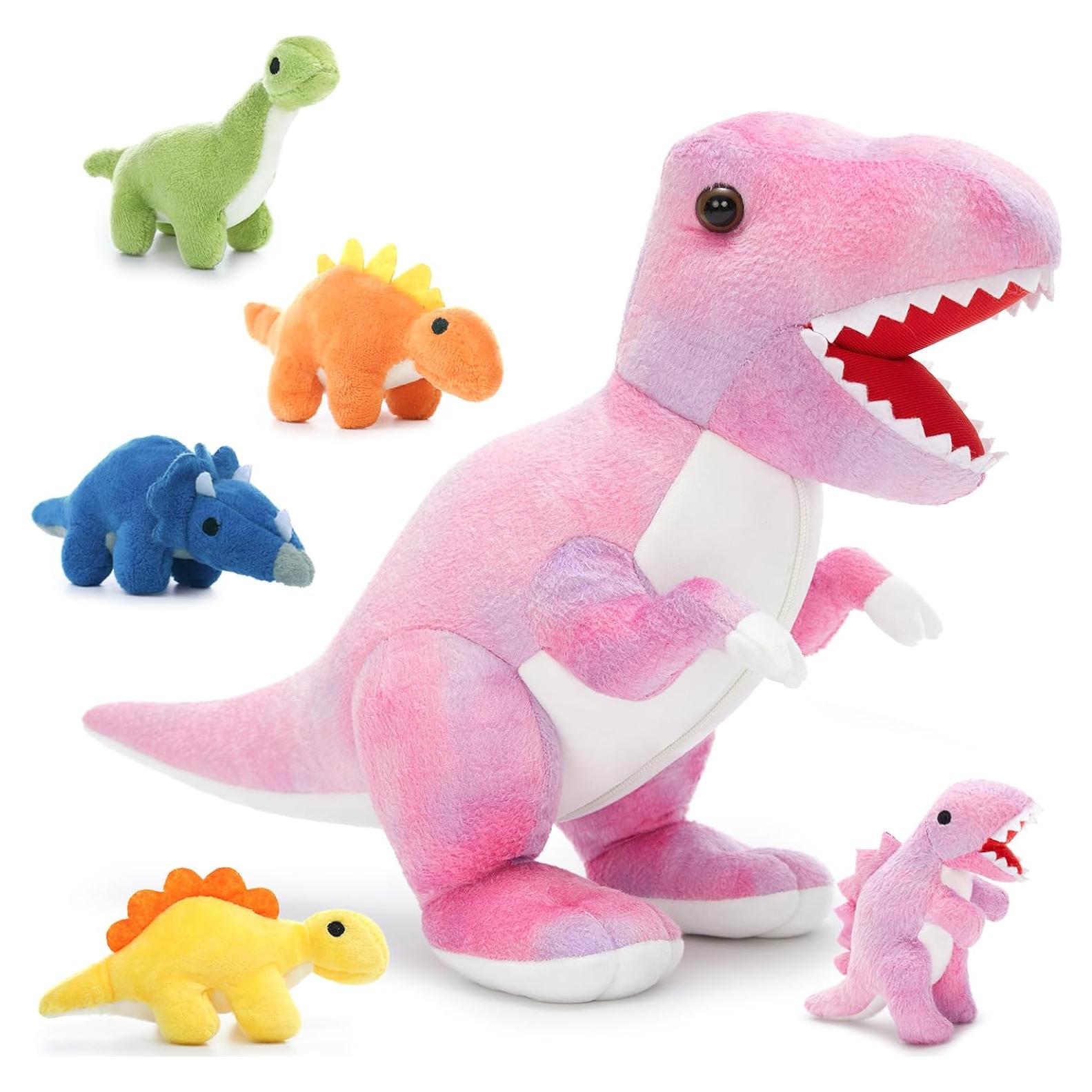 Juguete de Peluche Dinosaurio Rosa Muiteiur 49.8 cm con 5 Bebés