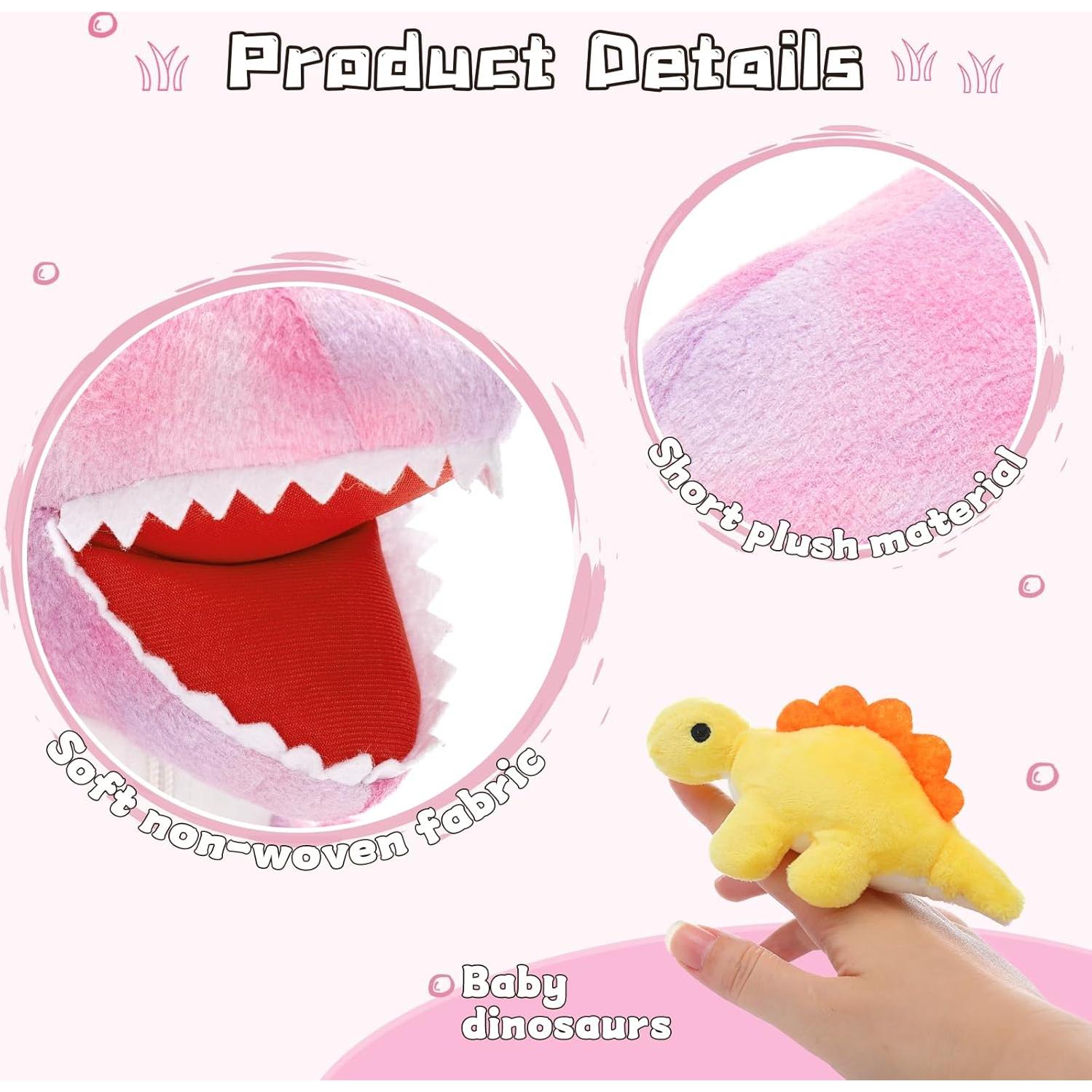 Juguete de Peluche Dinosaurio Rosa Muiteiur 49.8 cm con 5 Bebés