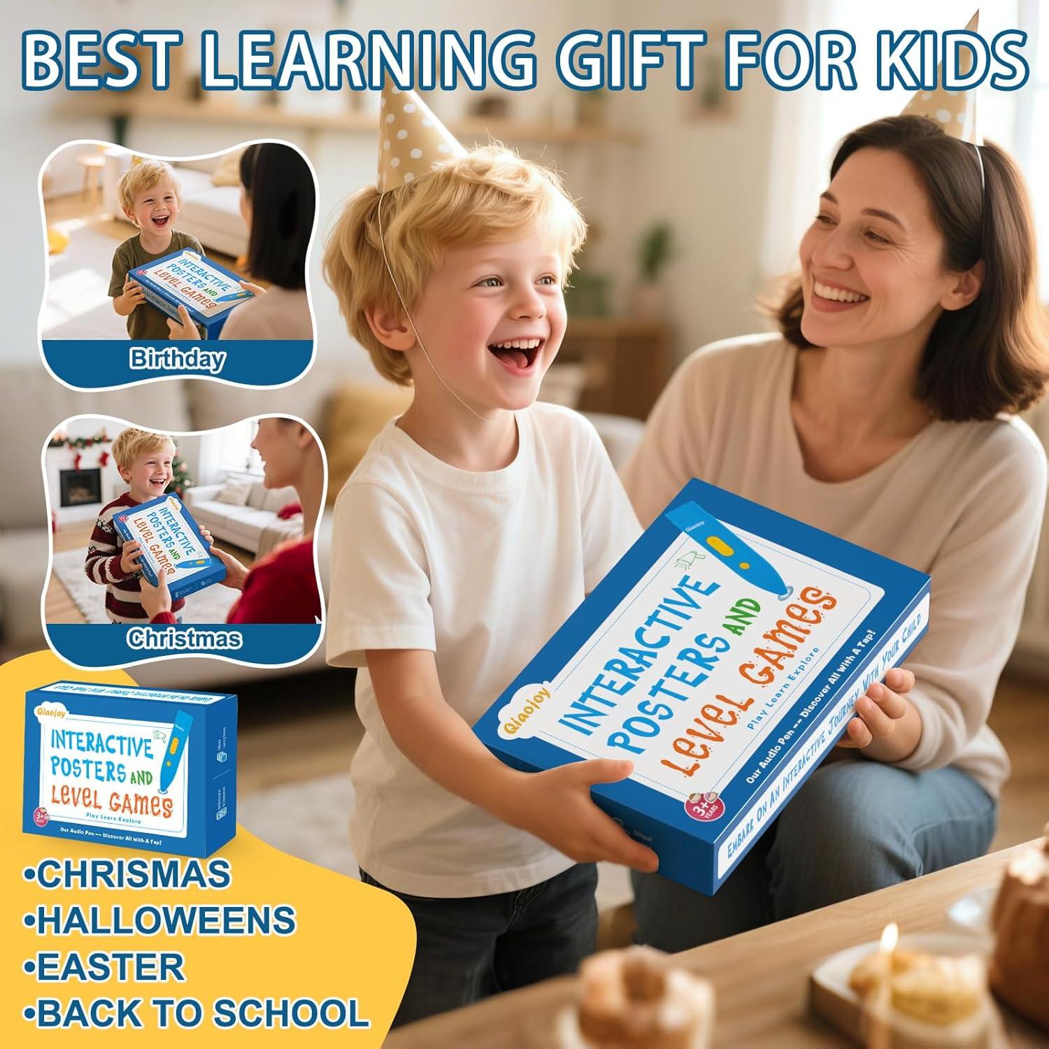 Mapa Mundial Interactivo y Póster de Dinosaurios Qiaojoy