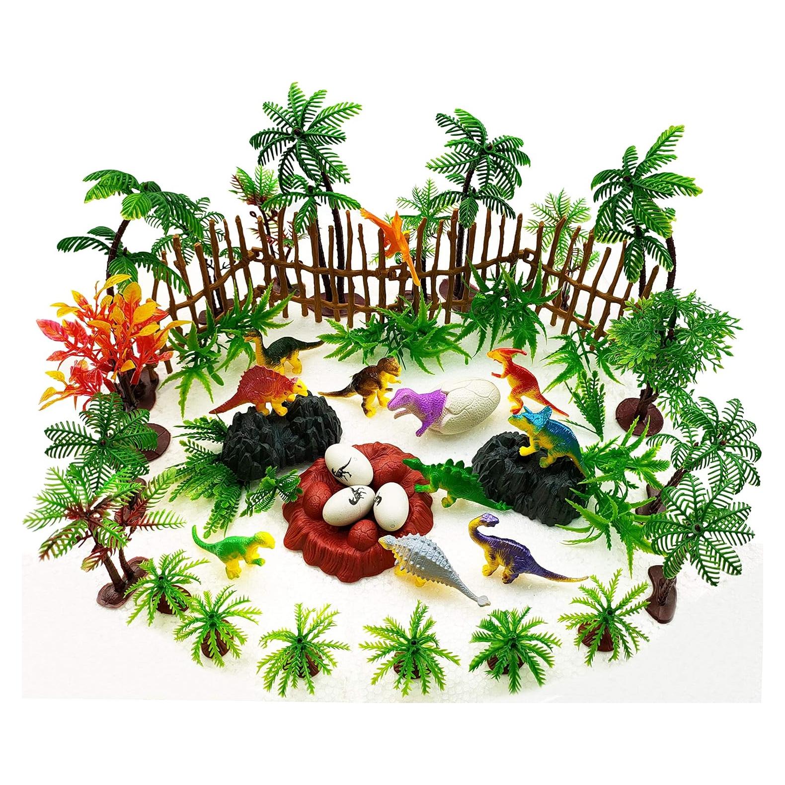 Set de Decoración de Pastel Dinosaurios y Árboles 56 Pcs