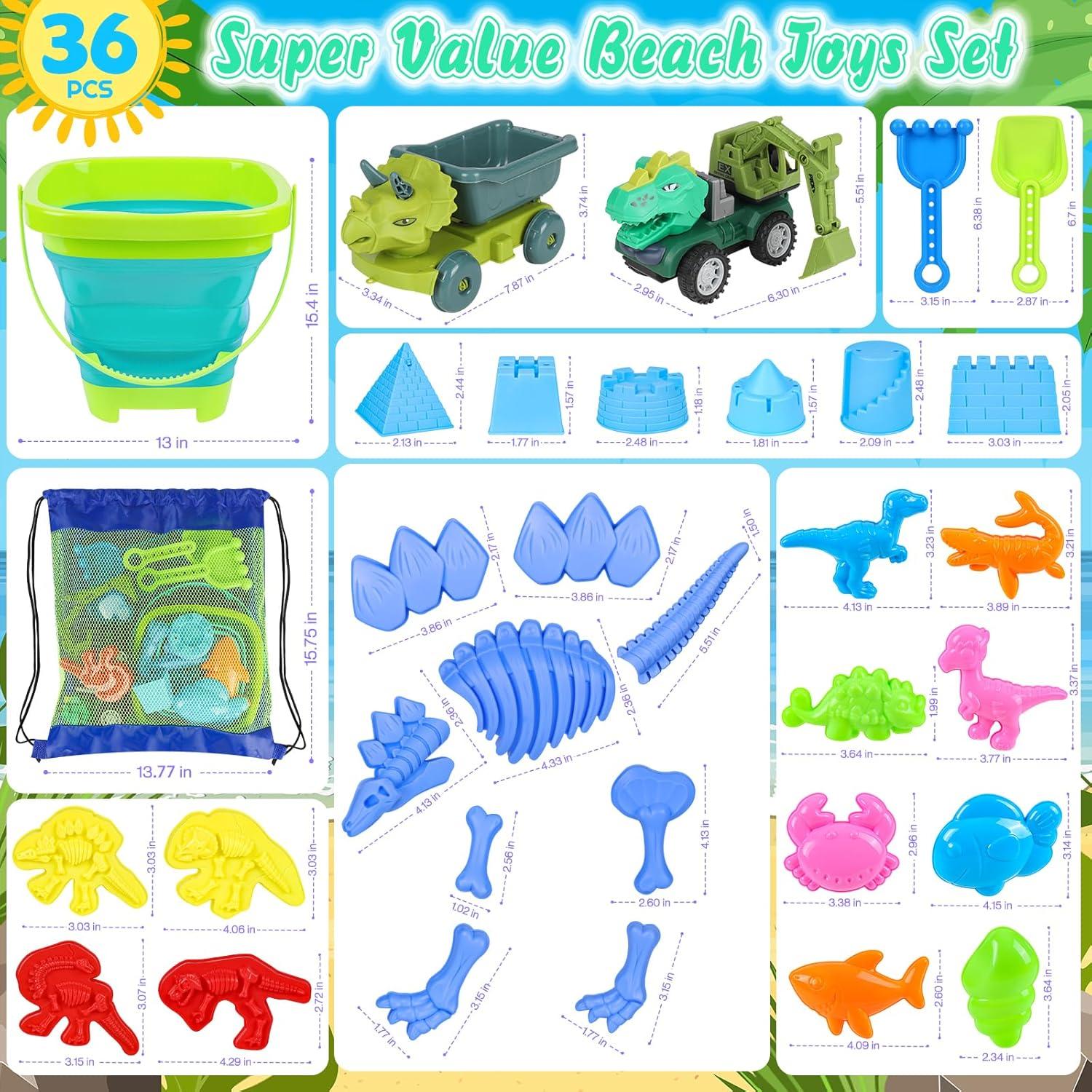 Juego de Juguetes de Playa FUSPWEAO 36 Piezas para Niños