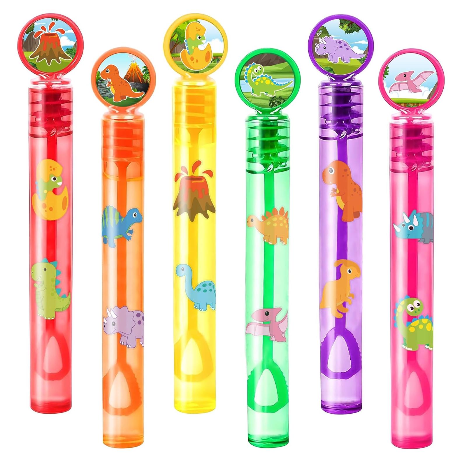 24 Varitas de Burbuja Dinosaurio + 96 Stickers Fiesta Infantil