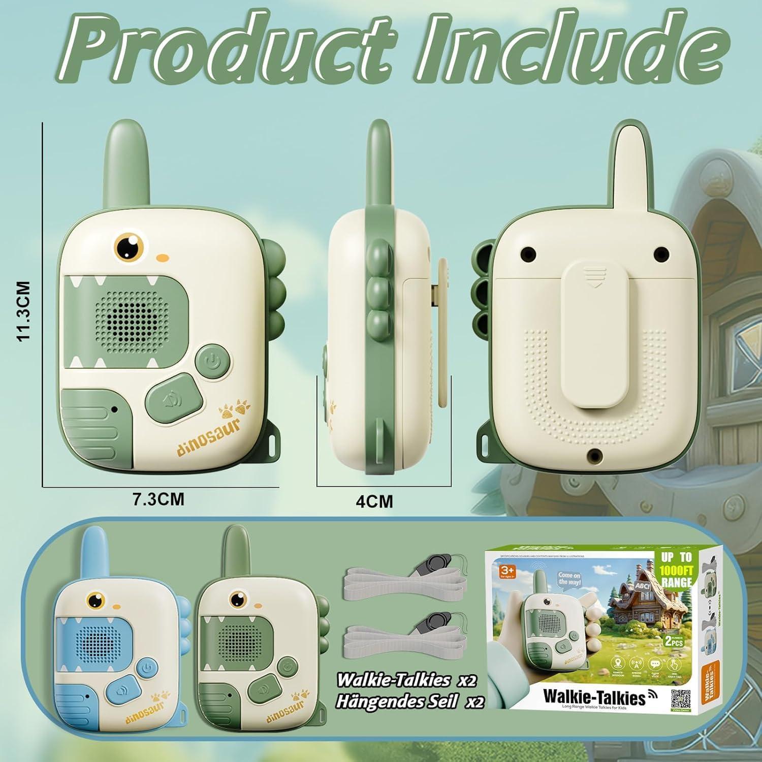 Dinosaur Toys for Kids 5-7,2 Pack Walkie Talkies for Kids Outdoor Adventure Toys with 1000ft Range,Christmas Birthday Gifts Toys for 4 5 6 7 8 Year Old Boys Girls Travel Outside Indoor Family Games