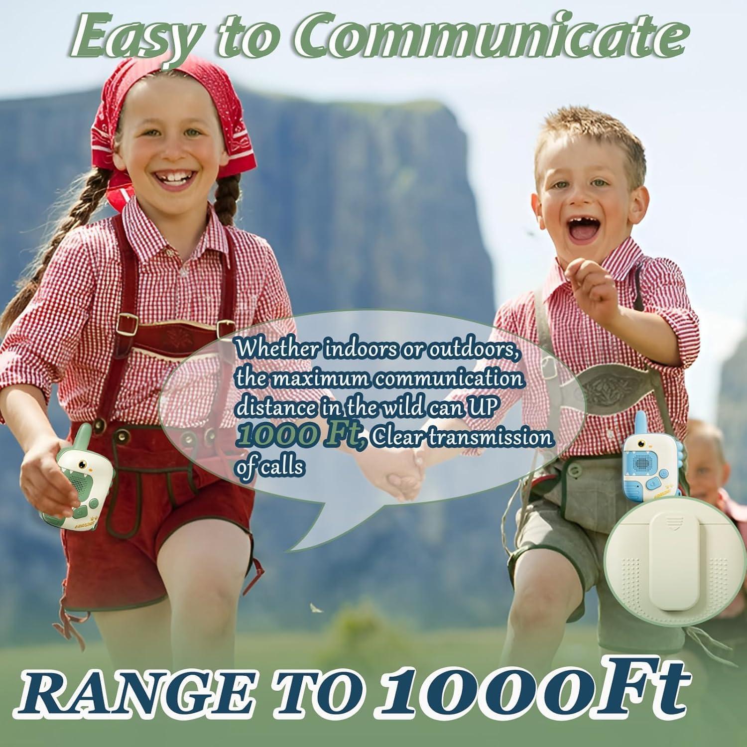 Dinosaur Toys for Kids 5-7,2 Pack Walkie Talkies for Kids Outdoor Adventure Toys with 1000ft Range,Christmas Birthday Gifts Toys for 4 5 6 7 8 Year Old Boys Girls Travel Outside Indoor Family Games