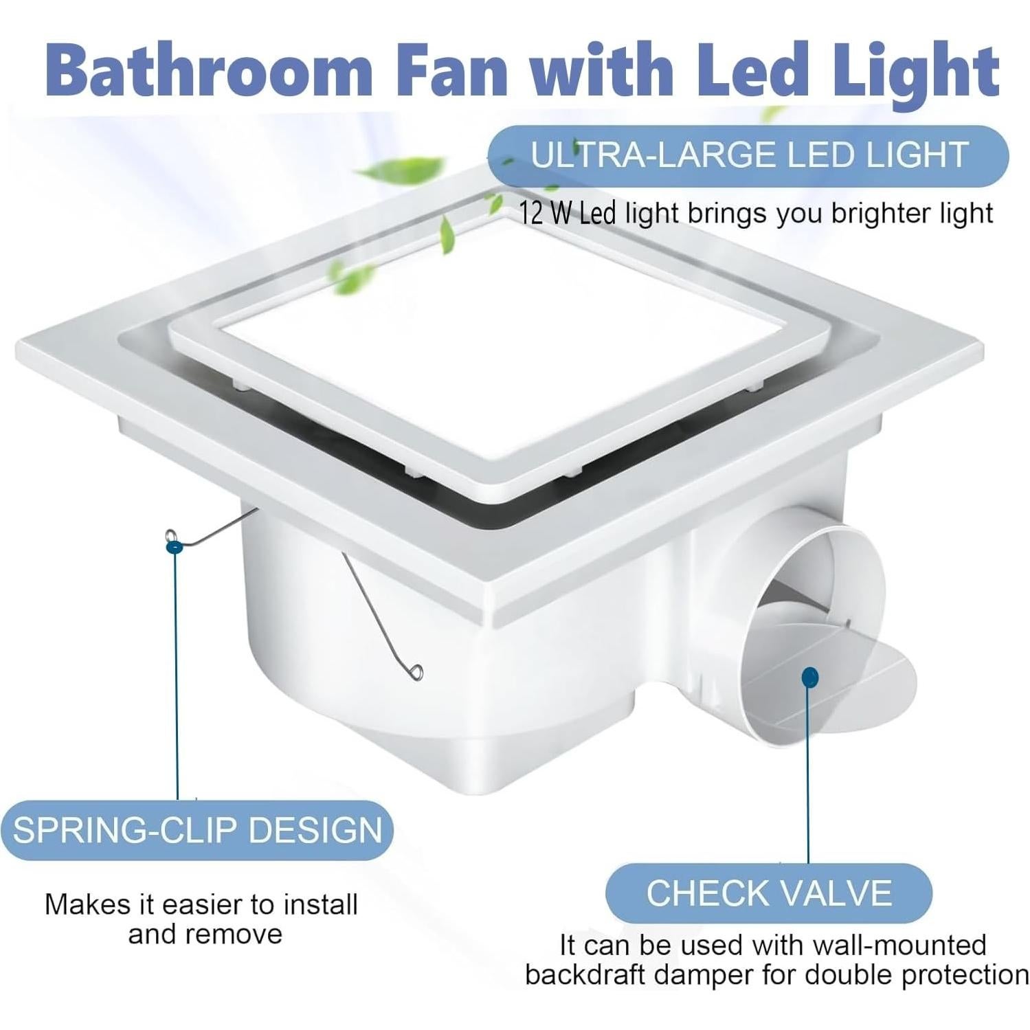 Ventilador Extractor de Baño Nalle FFL-200 con Luz LED 12W