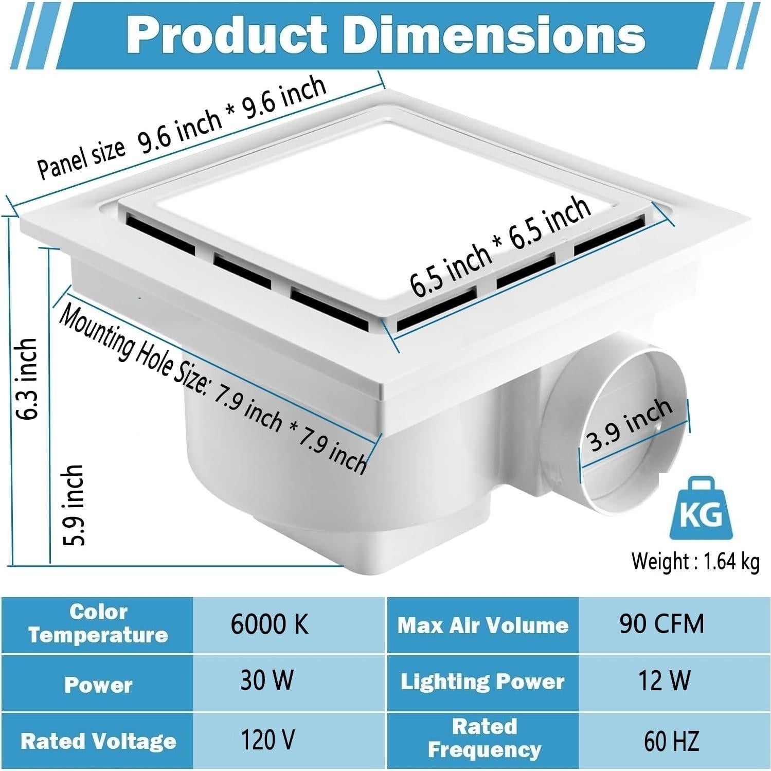 Ventilador Extractor de Baño Nalle FFL-200 con Luz LED 12W