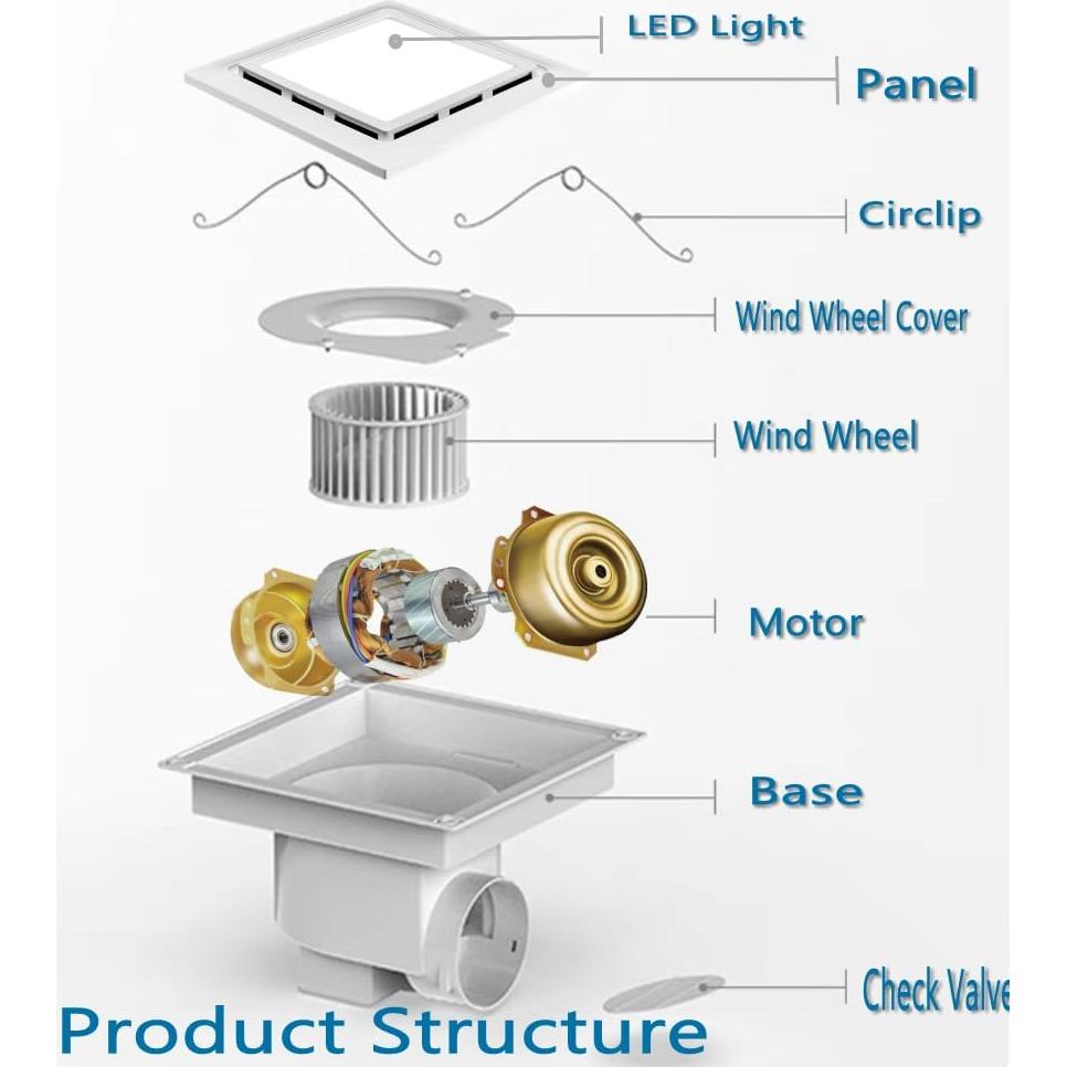 Ventilador Extractor de Baño Nalle FFL-200 con Luz LED 12W