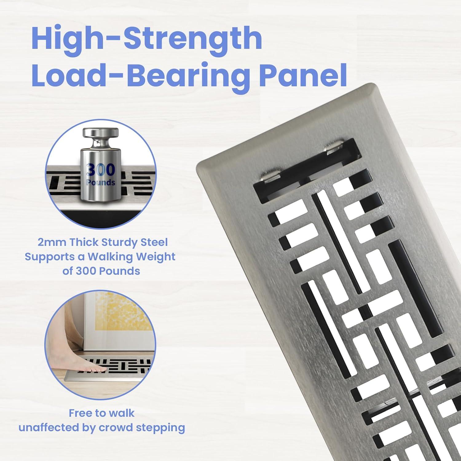 Registro de Piso 2x10" Howeall Niquel Satinado 2PCS Diseño Seattle