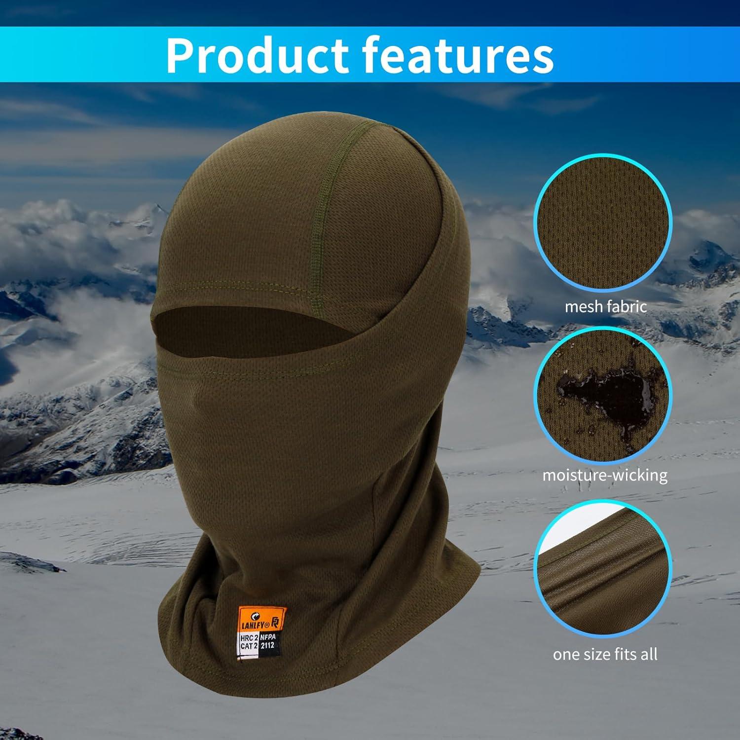 Mascarilla Balaclava LANLFY FR Resistente al Fuego Verde Ejército
