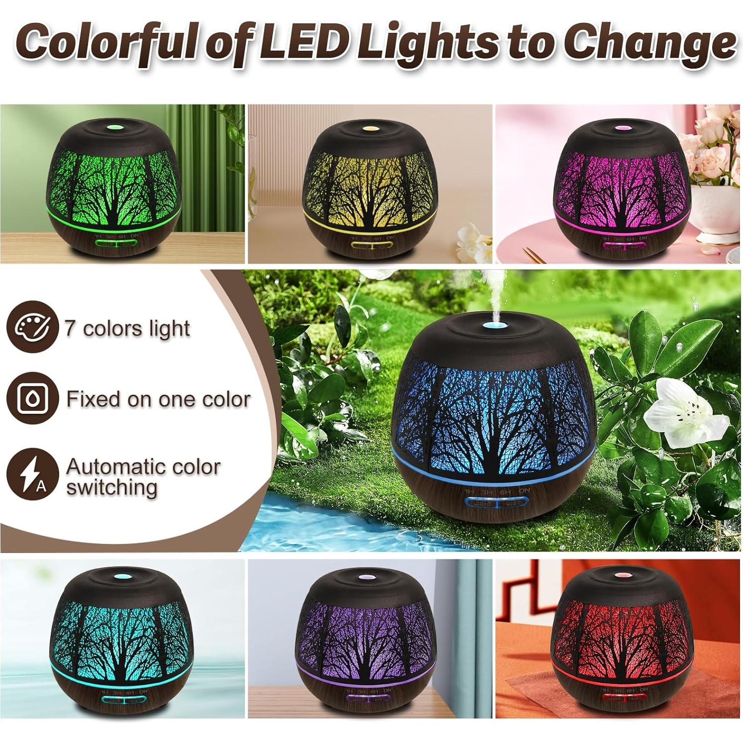 Difusor de Aceites Esenciales Roonbo 400ml con Control Remoto