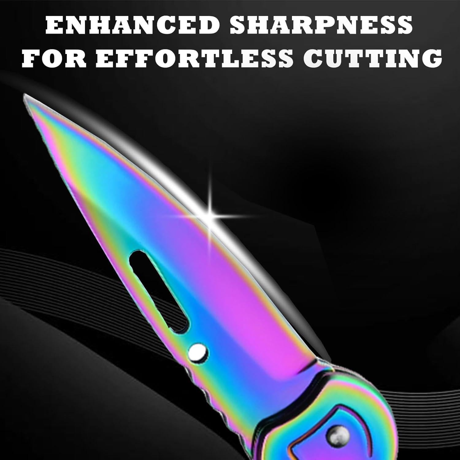 Set de 2 Cuchillos Plegables Klumuke de Acero Inoxidable - Negro y Colorido