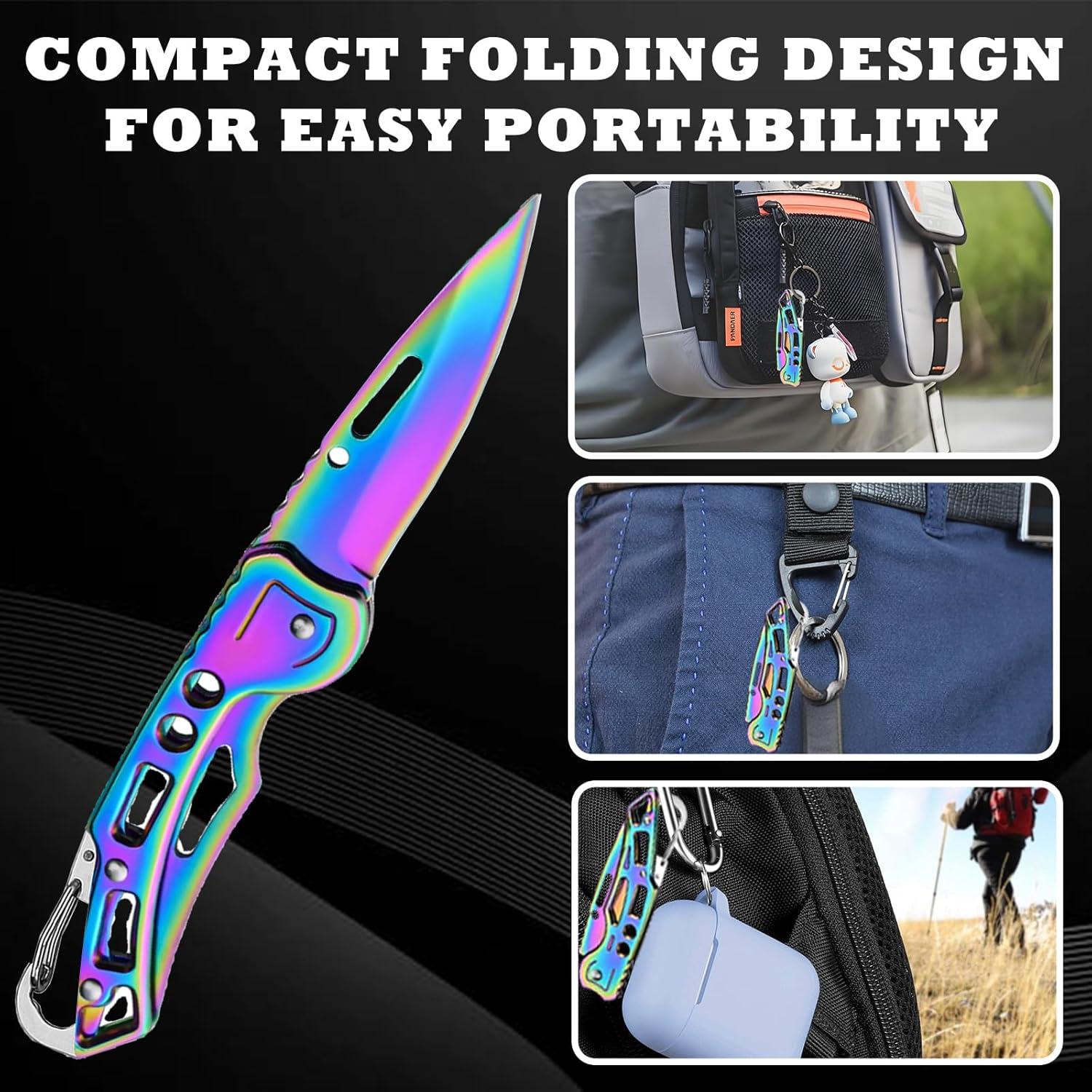 Set de 2 Cuchillos Plegables Klumuke de Acero Inoxidable - Negro y Colorido