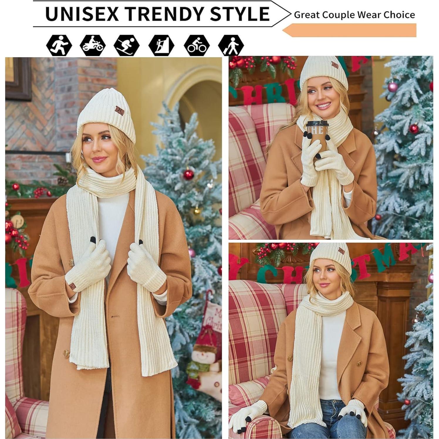 Conjunto de Gorro, Bufanda y Guantes Térmicos para Mujeres