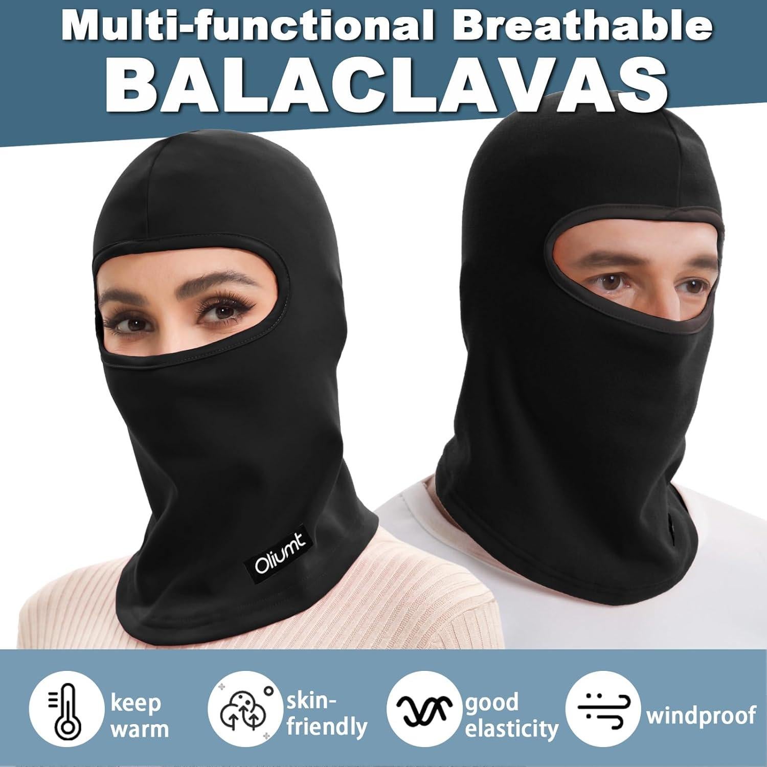 Balaclava Térmica de Forro Polar Unisex para Esquiar - Negro