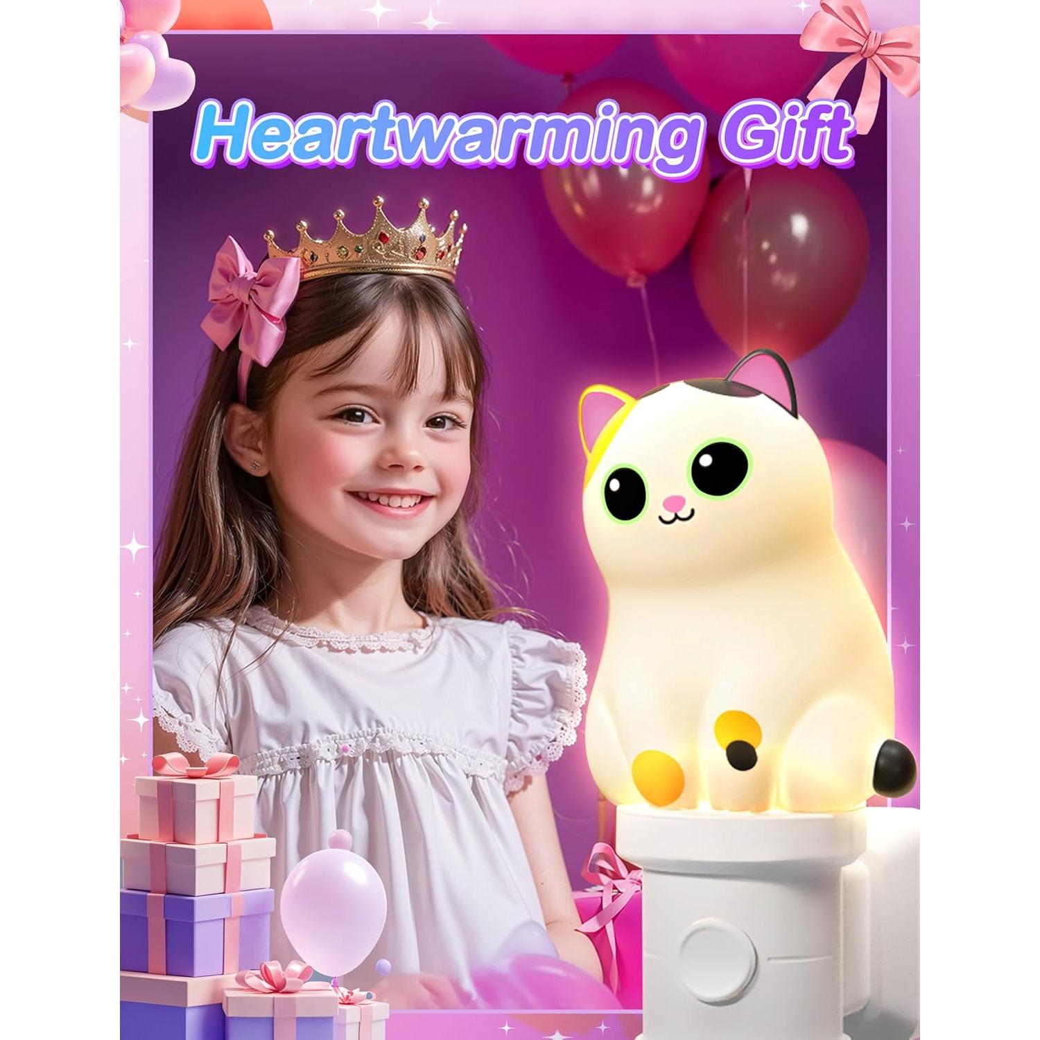 Luz Nocturna 3D KINDEEP Gato Calico RGB y Blanco Suave