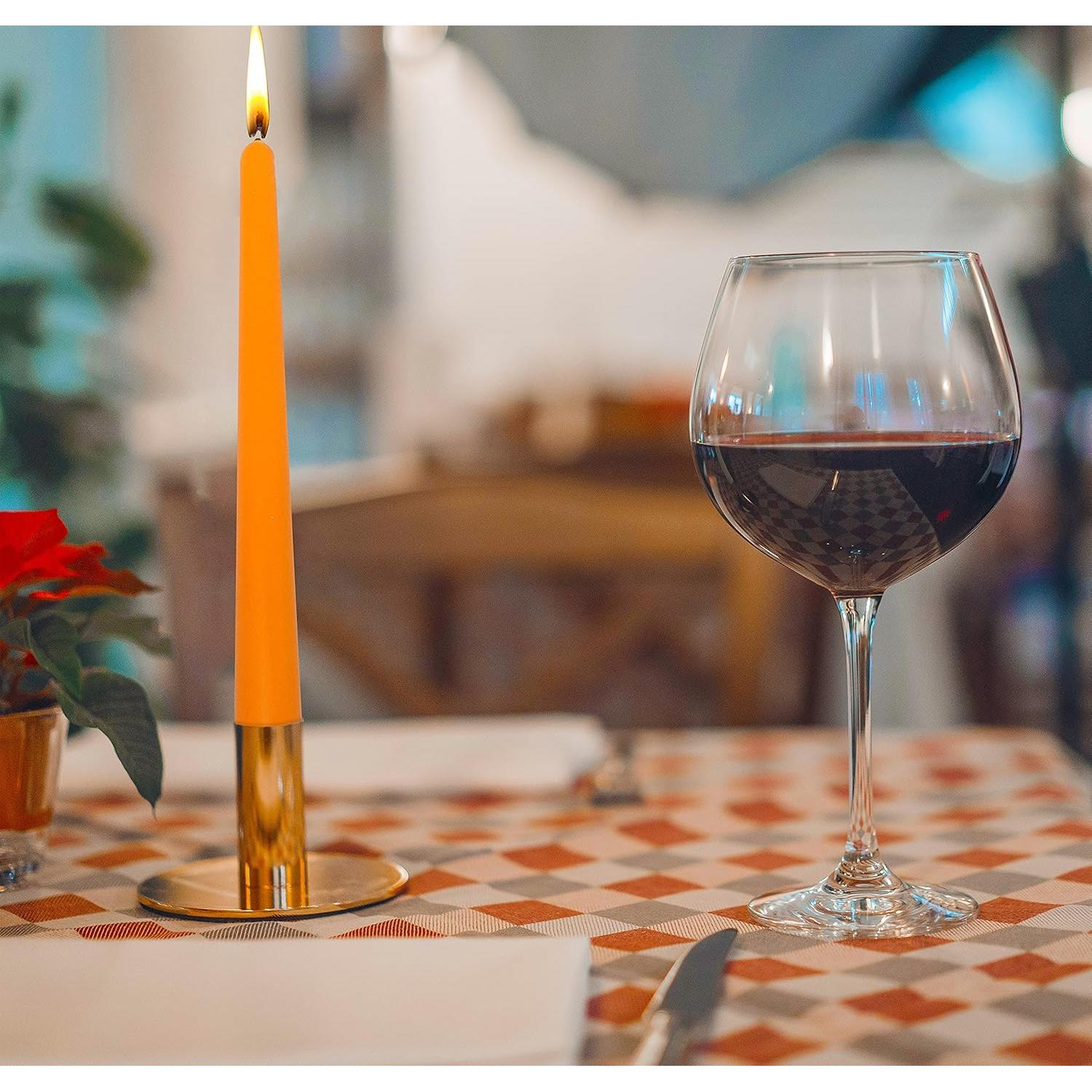 Velas Taper Antigoteo Hyoola Naranjas 25cm 12 Unidades