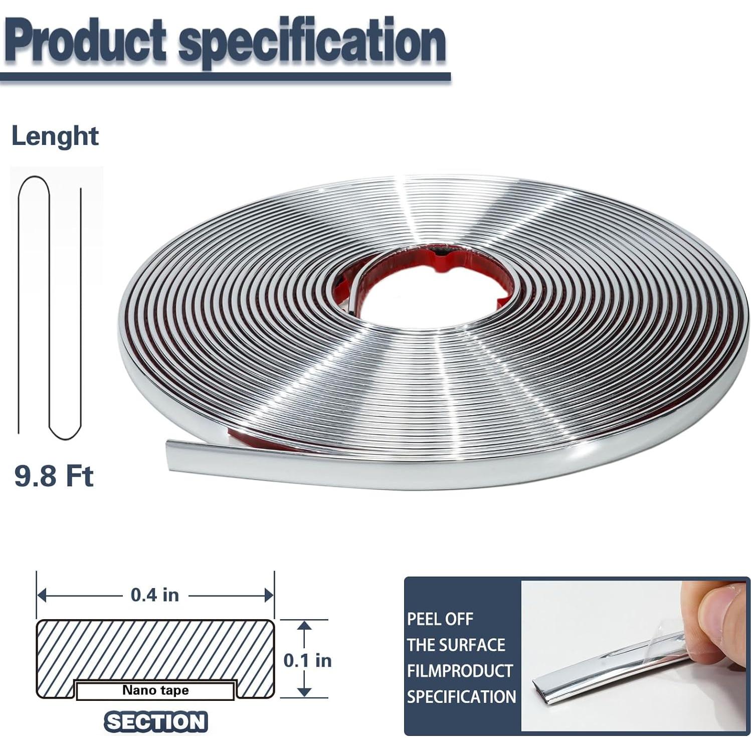 Moldura Autoadhesiva ZOWZOW 3m Flexible Impermeable Plata