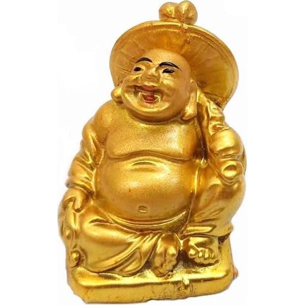 Set de 6 Estatuas de Buda Riendo Doradas JapanBargain 5.7 cm