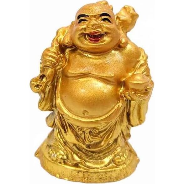 Set de 6 Estatuas de Buda Riendo Doradas JapanBargain 5.7 cm
