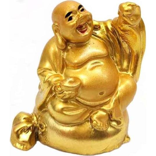 Set de 6 Estatuas de Buda Riendo Doradas JapanBargain 5.7 cm