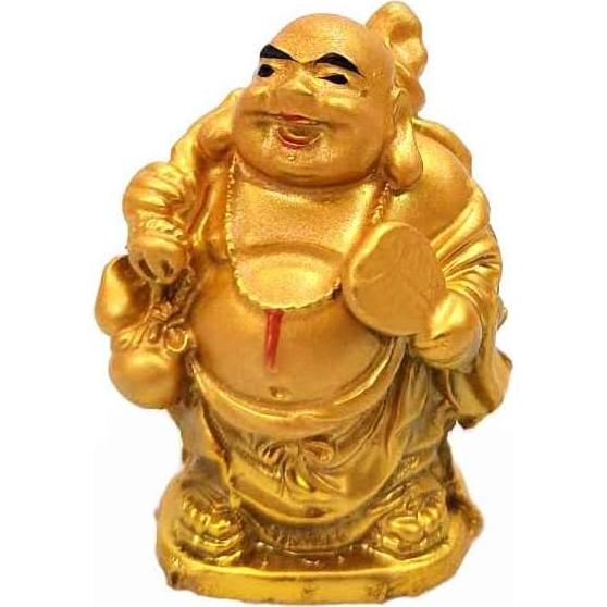 Set de 6 Estatuas de Buda Riendo Doradas JapanBargain 5.7 cm