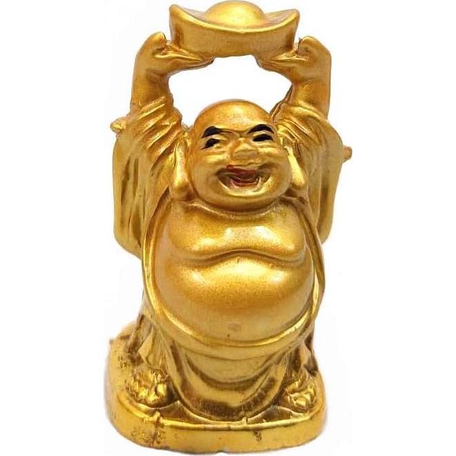 Set de 6 Estatuas de Buda Riendo Doradas JapanBargain 5.7 cm