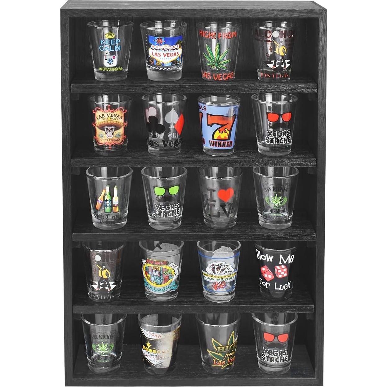 Estantería de Exhibición Ikee Design Madera Negra 5 Estantes Ajustables