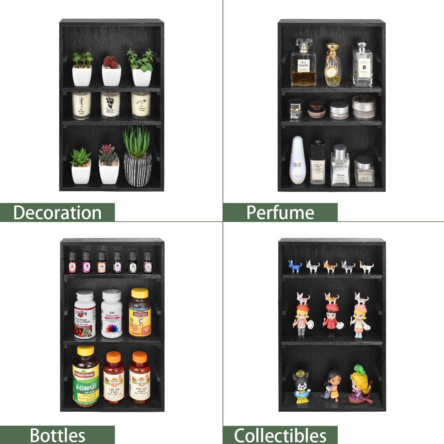 Estantería de Exhibición Ikee Design Madera Negra 5 Estantes Ajustables