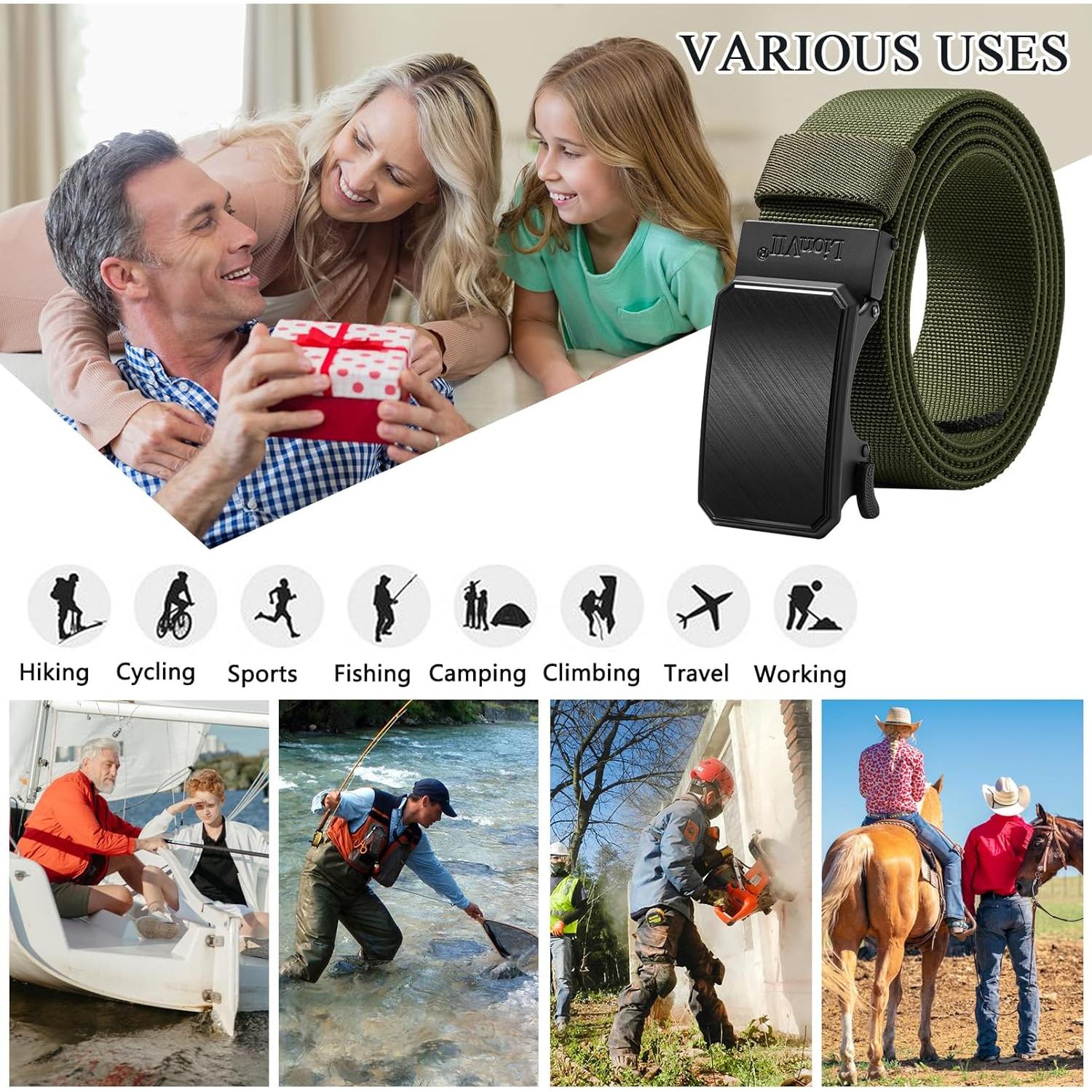 Cinturón Elástico Ratchet LionVII para Hombre 3.5 cm Ajustable