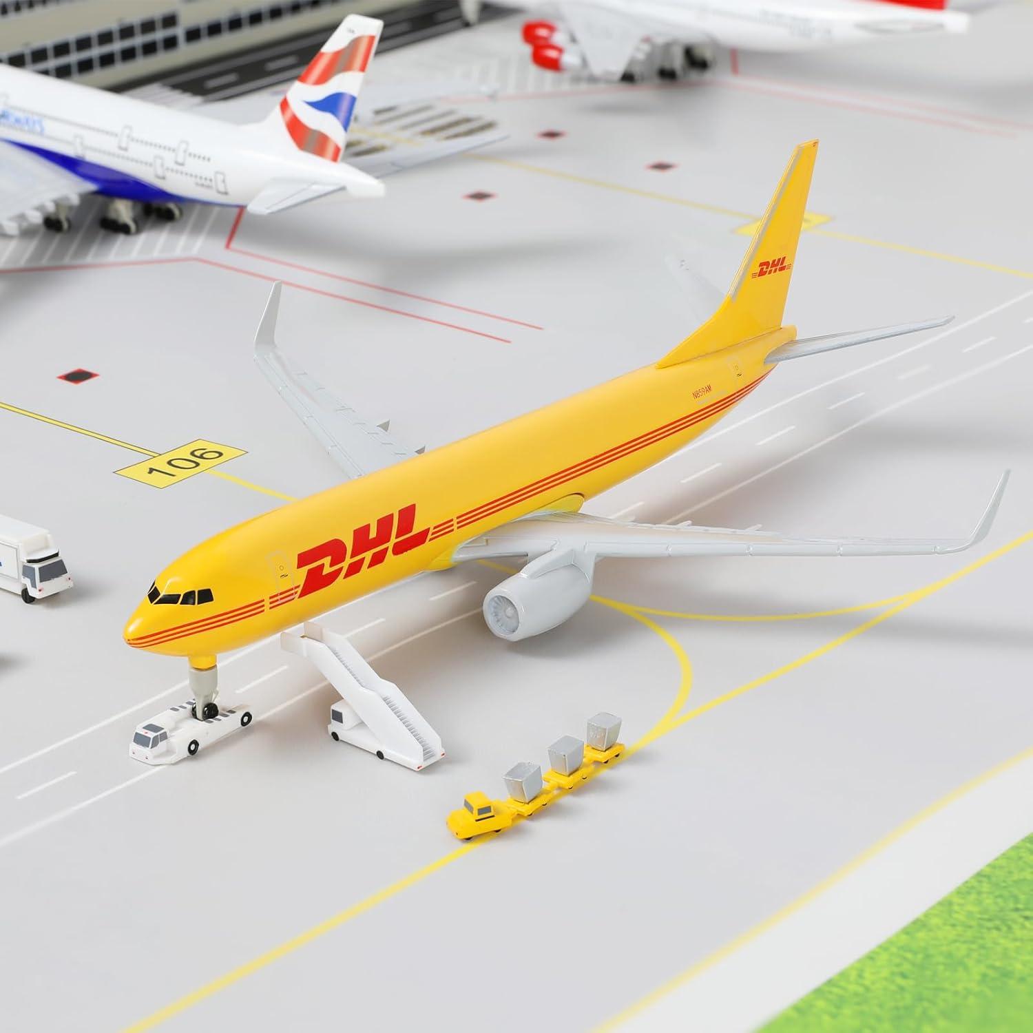 Modelo de avión DHL B737 1:300 con soporte 21 cm