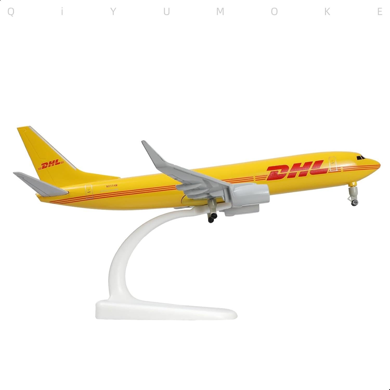 Modelo de avión DHL B737 1:300 con soporte 21 cm