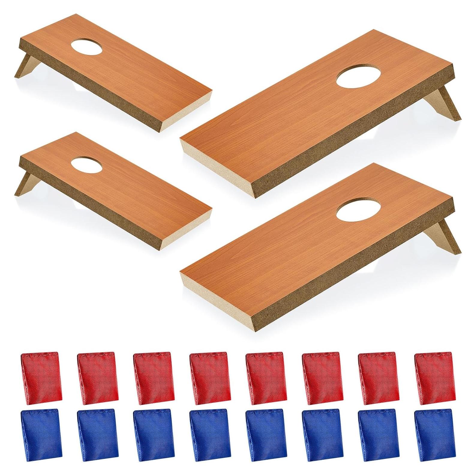 Juego de Cornhole Portátil Meooeck con 4 Tableros y 16 Bolsas