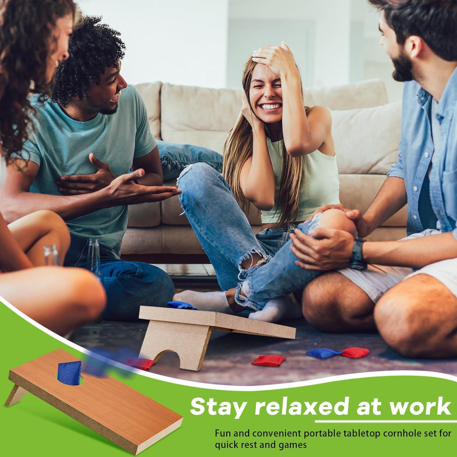 Juego de Cornhole Portátil Meooeck con 4 Tableros y 16 Bolsas
