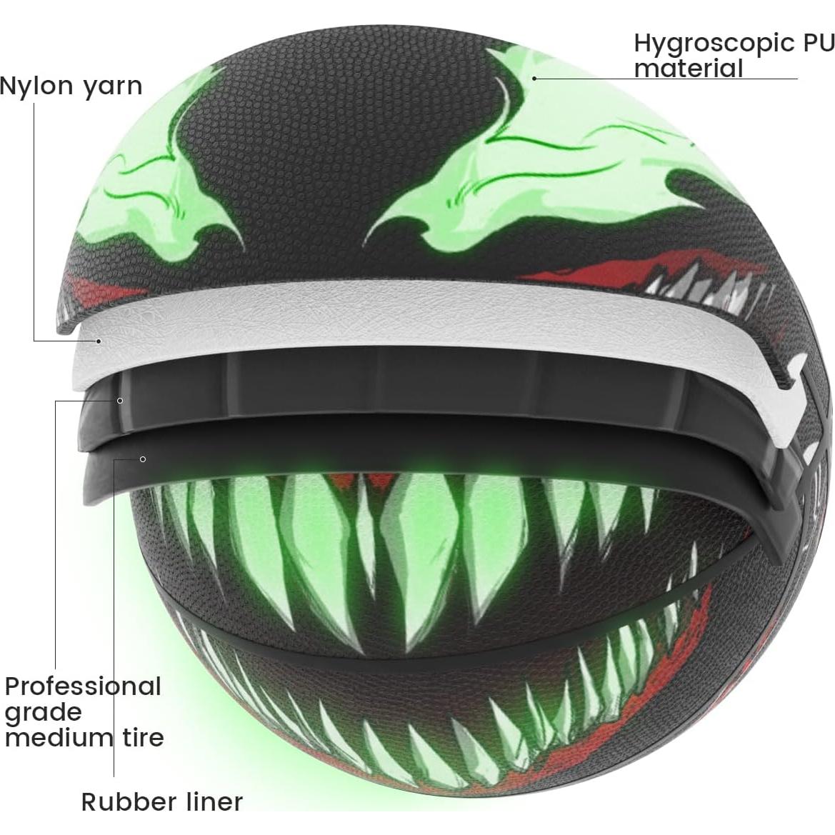 Balón de Baloncesto UDYOUTH Venoms Brillante en la Oscuridad