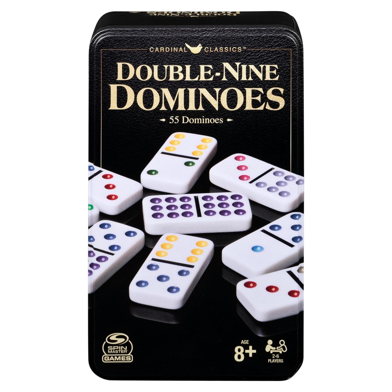 Dominó Doble Nueve Spin Master en Lata - Juego Familiar 2-6 Jugadores