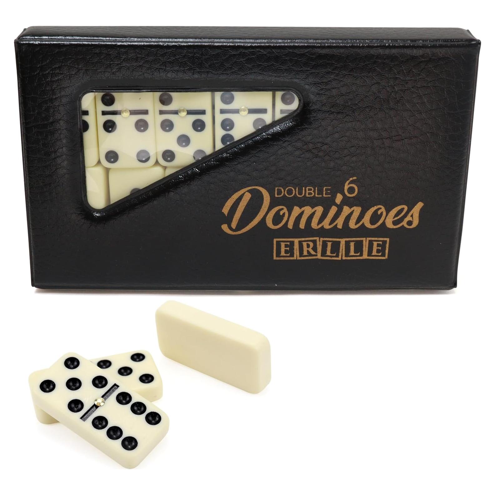 Juego de Damas Doble 6 ERLLE Premium con Estuche de Cuero
